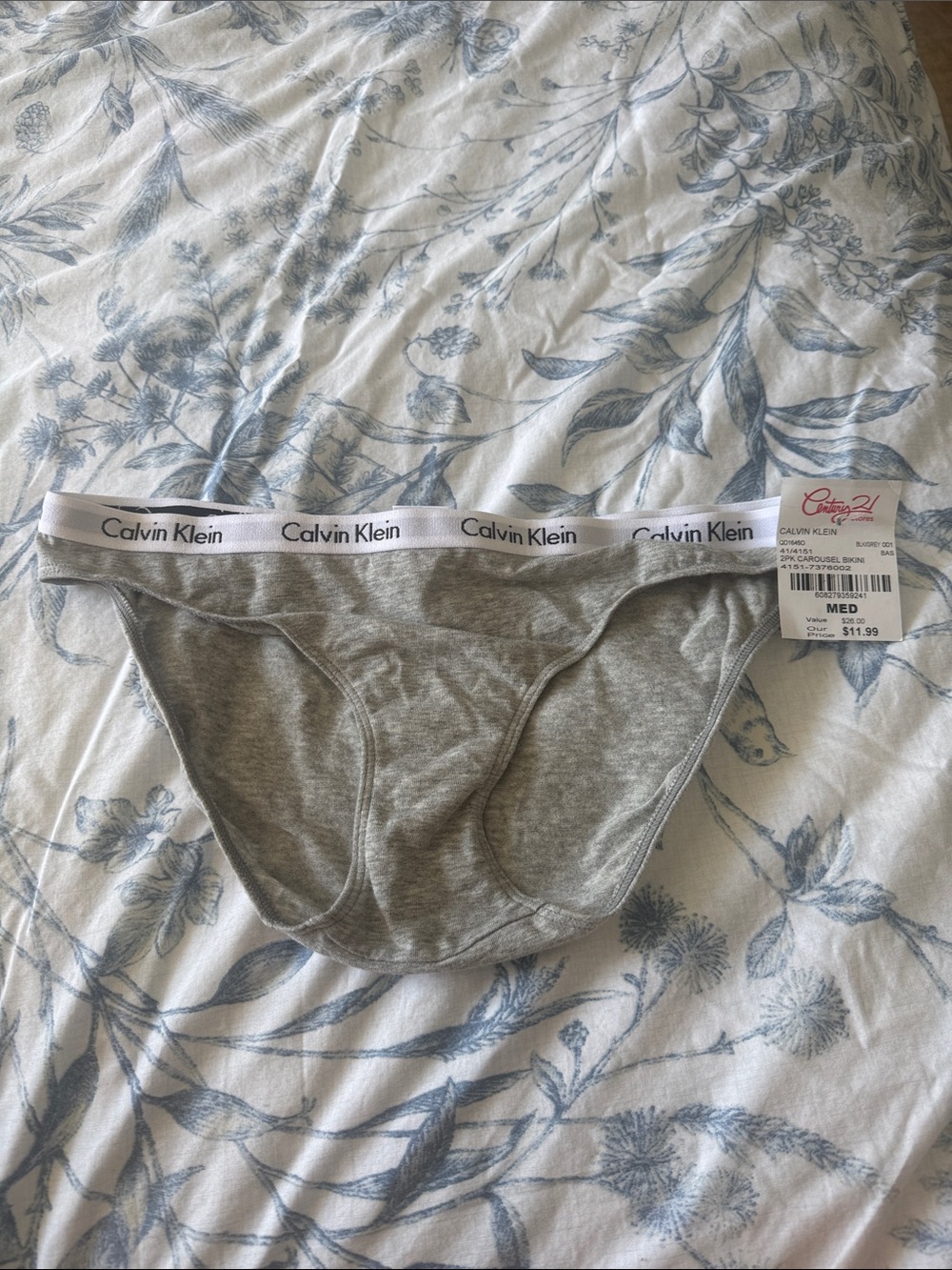 Calvin Klein Heather Gray Logo Waist Bikini Briefs